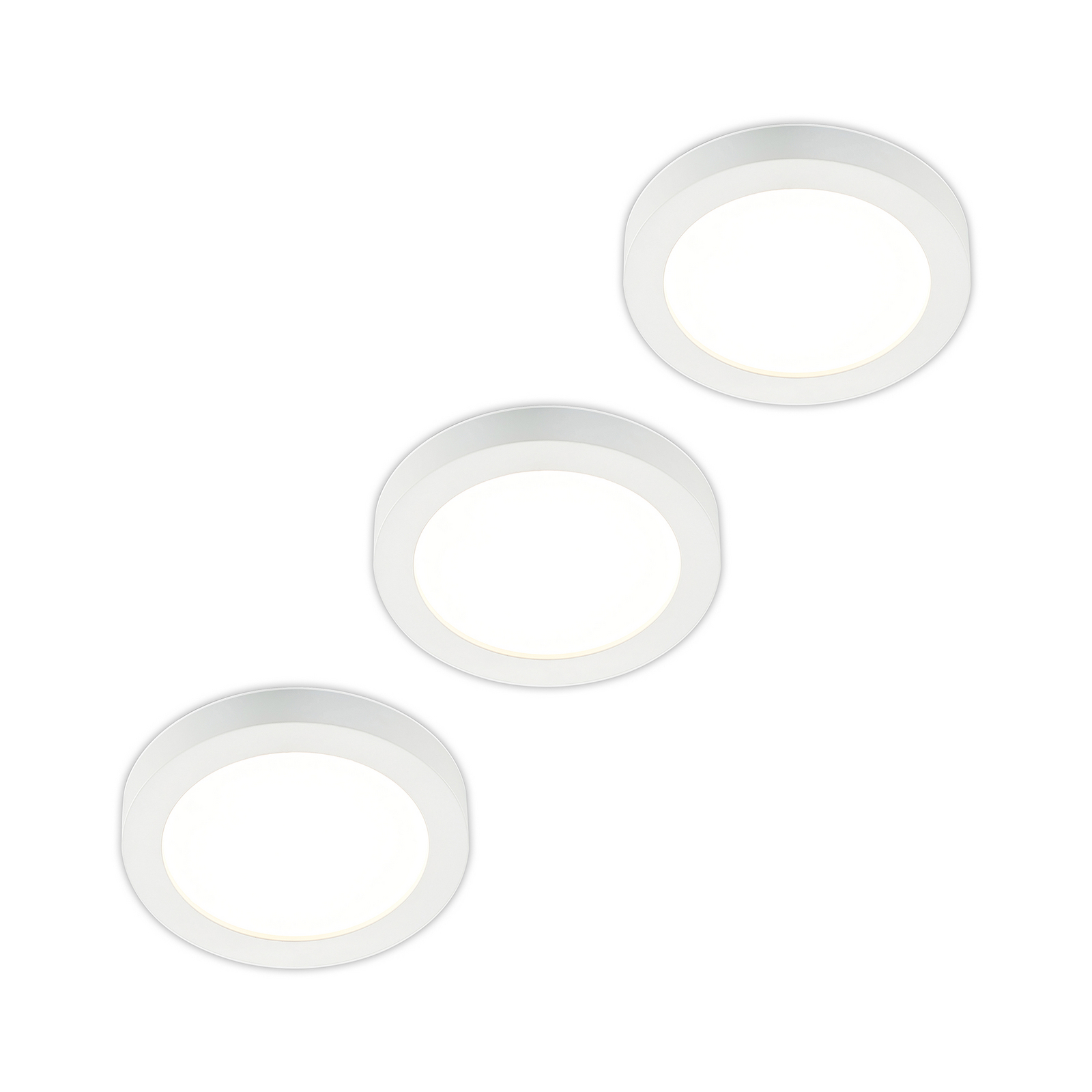 Prios LED plafondlamp Edwina, wit, 25 cm, set van 3